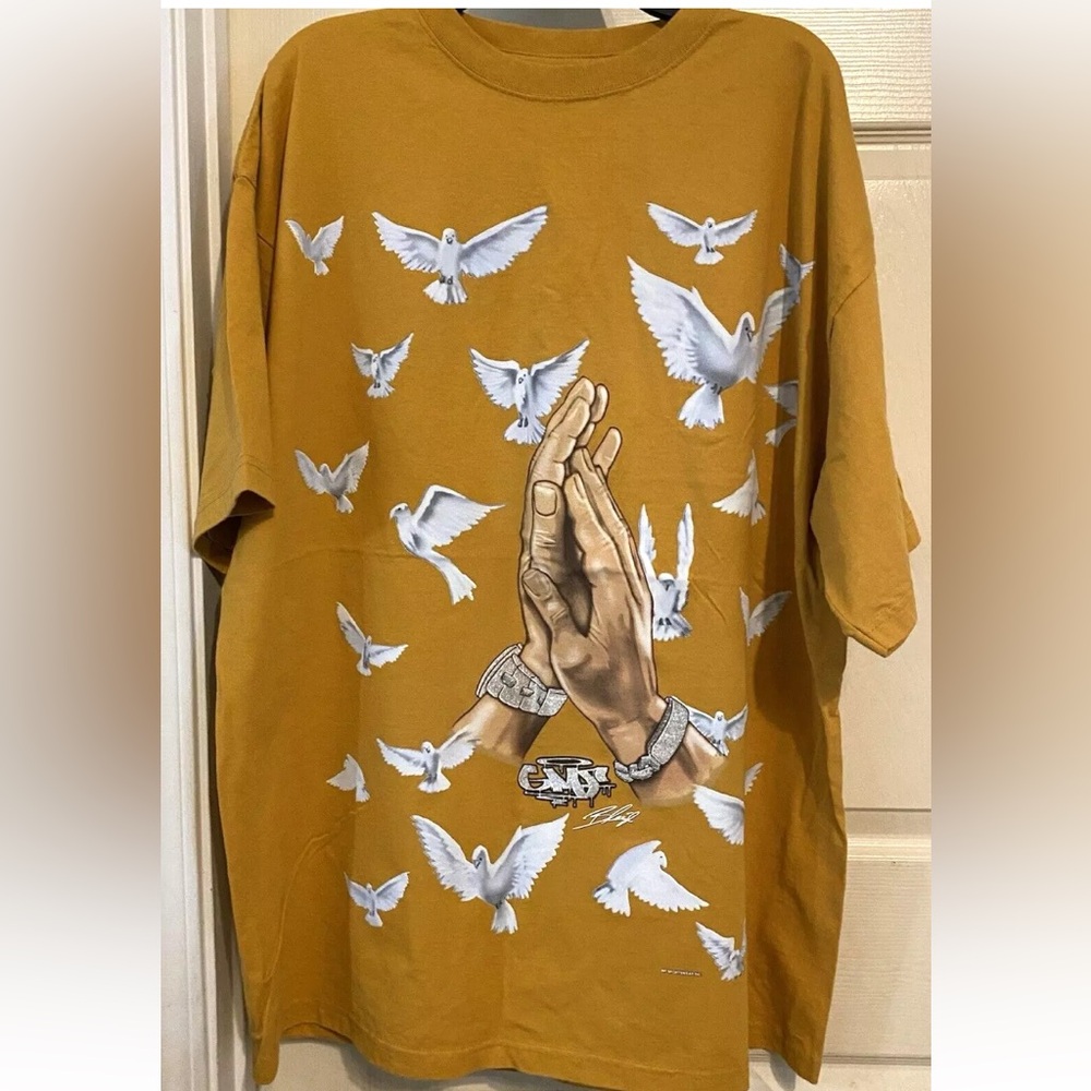 Give Me Face‎ Hip Hop Short Sleeve Shirt 2XL/XXL doves prayers graphic Y2K rare